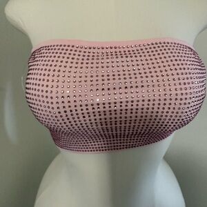 Pink Rhinestone Embellished Tube Top Large NWOT